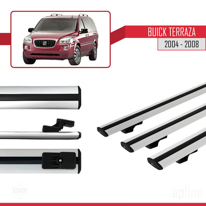 Compatibile con Buick Terraza CXL 2004-2008 modello BASIC Barre portatutto per auto in alluminio grigio 3 barre