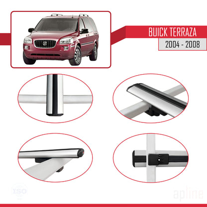 Compatibile con Buick Terraza CXL 2004-2008 modello BASIC Barre portatutto per auto in alluminio grigio 3 barre
