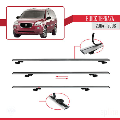 Compatibile con Buick Terraza CXL 2004-2008 modello BASIC Barre portatutto per auto Portapacchi in alluminio grigio 2 barre
