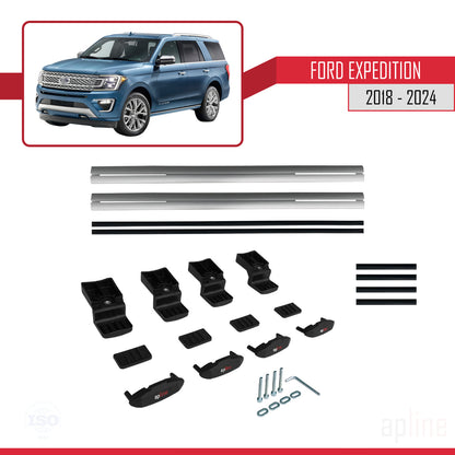 Compatibile con Ford Expedition 2018-2024 modello BASIC Barre portatutto per auto Portapacchi in alluminio grigio 2 barre