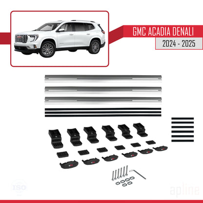 Compatibile con GMC Acadia Denali 2024-2025 modello BASIC Barre portatutto per auto in alluminio grigio 3 barre