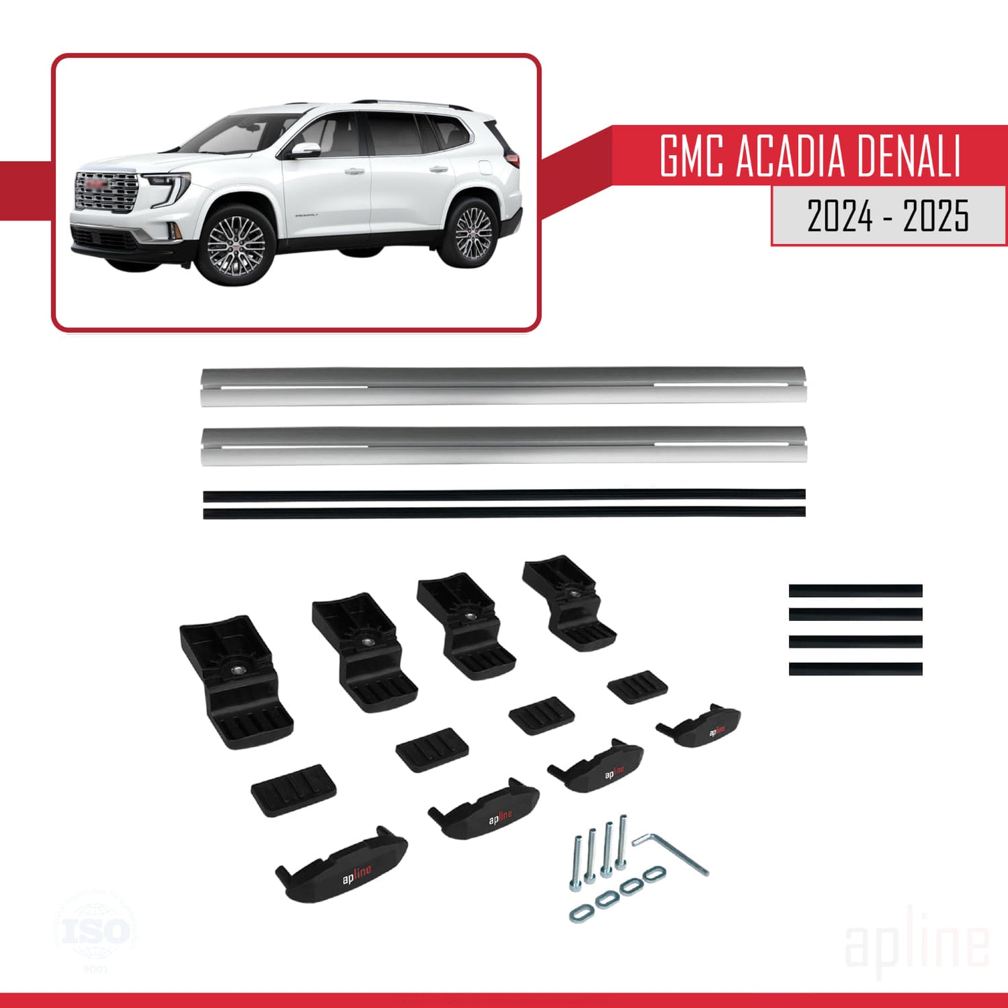 Compatibile con GMC Acadia Denali 2024-2025 modello BASIC Barre portatutto per auto in alluminio grigio 2 barre