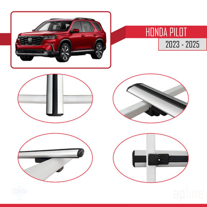 Compatibile con Honda Pilot 2023-2025 modello BASIC Barre portatutto per auto Portapacchi in alluminio grigio 2 barre