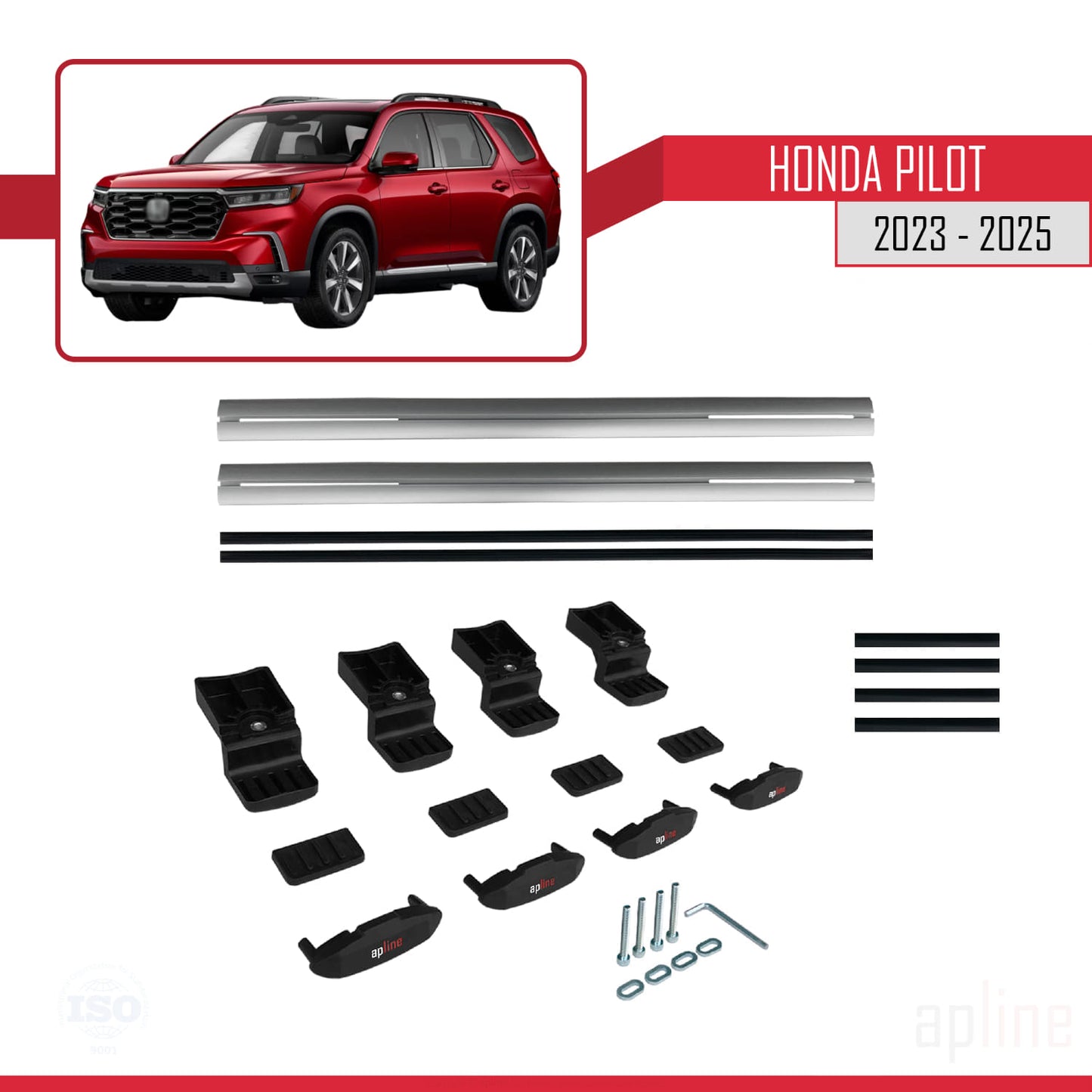 Compatibile con Honda Pilot 2023-2025 modello BASIC Barre portatutto per auto Portapacchi in alluminio grigio 2 barre