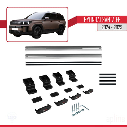 Compatibile con Hyundai Santa Fe modello BASIC 2024-2025 Barre portatutto per auto Portapacchi in alluminio grigio 2 barre