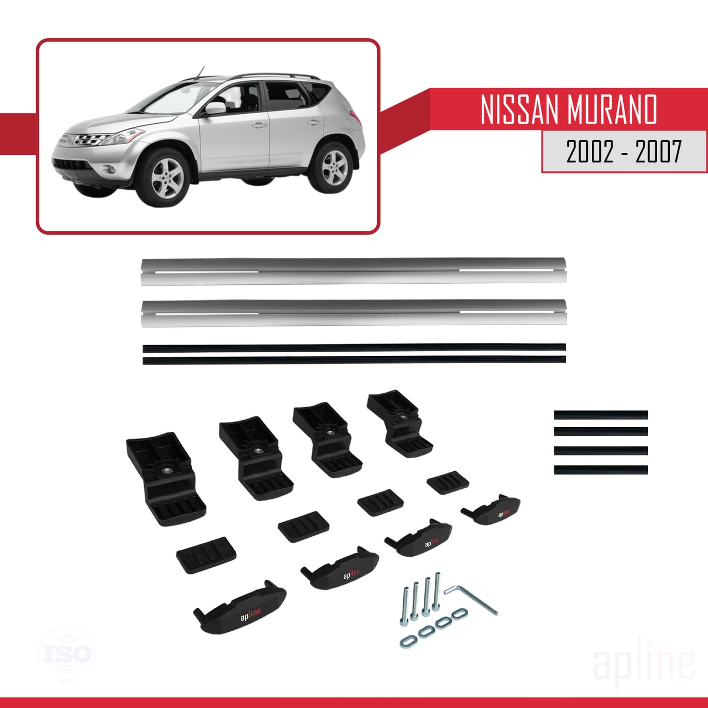 Compatible avec Nissan Murano 2002-2007 BASIC Model Barres de Toit Railing Porte-Bagages de Voiture Gris Aluminium 2 Barres