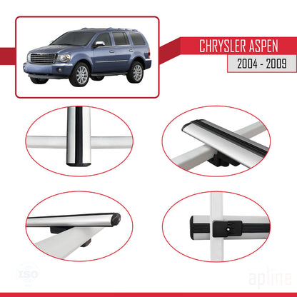 Compatibile con Chrysler Aspen 2004-2009 modello BASIC Barre portatutto per auto in alluminio grigio 3 barre