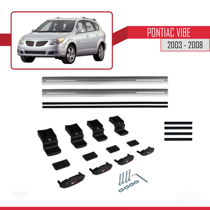 Compatible avec Pontiac Vibe 2003-2008 BASIC Model Barres de Toit Railing Porte-Bagages de Voiture Gris Aluminium 2 Barres