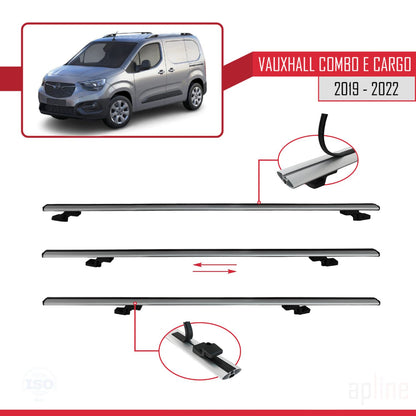 Compatible avec Vauxhall Combo E Cargo 2019-2022 BASIC Model Barres de Toit Railing Porte-Bagages de Voiture Gris Aluminium 3 Barres