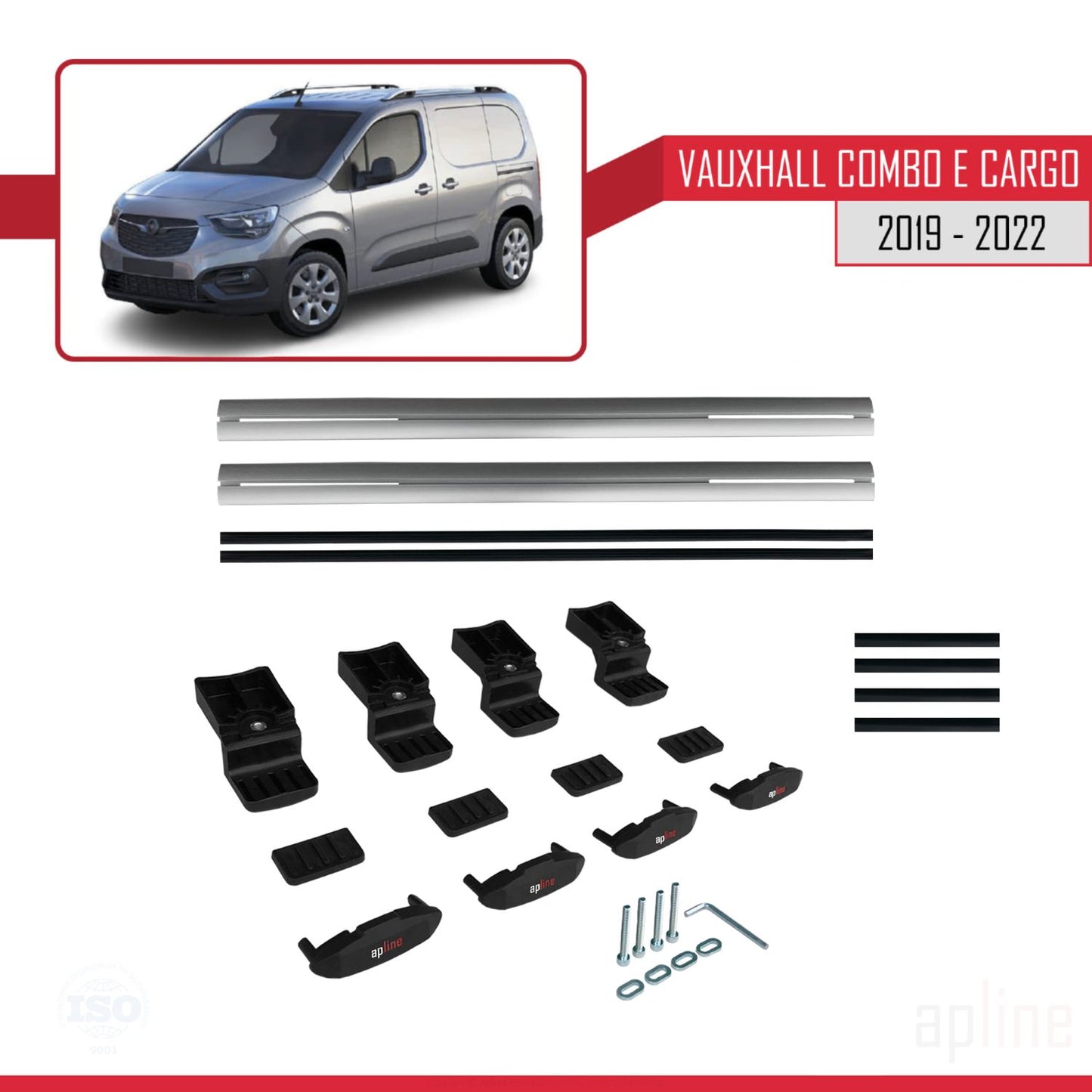 Compatible avec Vauxhall Combo E Cargo 2019-2022 BASIC Model Barres de Toit Railing Porte-Bagages de Voiture Gris Aluminium 2 Barres