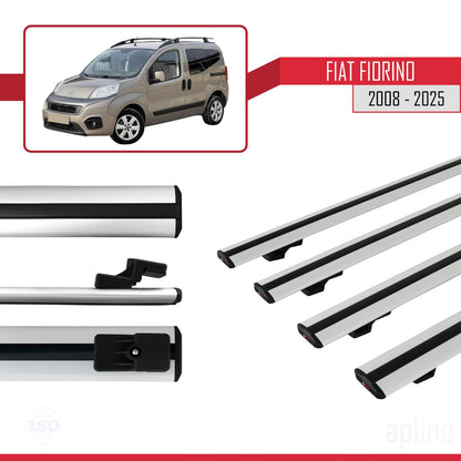Compatibile con Fiat Fiorino (Modello Tubolare) 2008-2025 Modello BASIC Barre Portatutto Portapacchi Auto Alluminio Grigio 4 Barre
