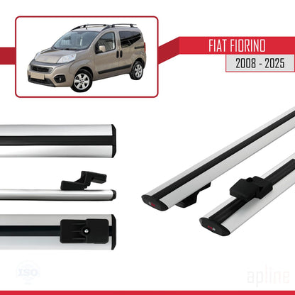 Compatibile con Fiat Fiorino (Modello Tubolare) 2008-2025 Modello BASIC Barre Portatutto Portapacchi Auto Alluminio Grigio 2 Barre
