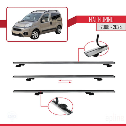 Compatibile con Fiat Fiorino (Modello Tubolare) 2008-2025 Modello BASIC Barre Portatutto Portapacchi Auto Alluminio Grigio 2 Barre
