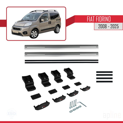 Compatibile con Fiat Fiorino (Modello Tubolare) 2008-2025 Modello BASIC Barre Portatutto Portapacchi Auto Alluminio Grigio 2 Barre