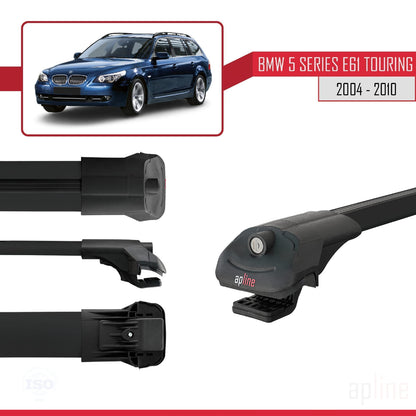 Compatibile con BMW Serie 5 (E61) Touring 2004-2010 Barre portatutto ACE-1 Portapacchi per auto in alluminio nero 2 barre