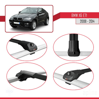 Compatibile con BMW X6 (E71) 2008-2014 ACE-1 Barre portatutto per auto Portapacchi in alluminio nero 2 barre