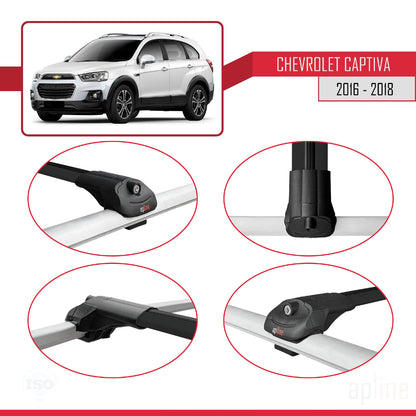 Compatibile con Chevrolet Captiva 2016-2018 ACE-1 Barre portatutto per auto Portapacchi in alluminio nero 2 barre