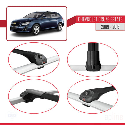 Compatibile con Chevrolet Cruze (J300) 2009-2016 ACE-1 Barre portatutto per auto Portapacchi in alluminio nero 3 barre