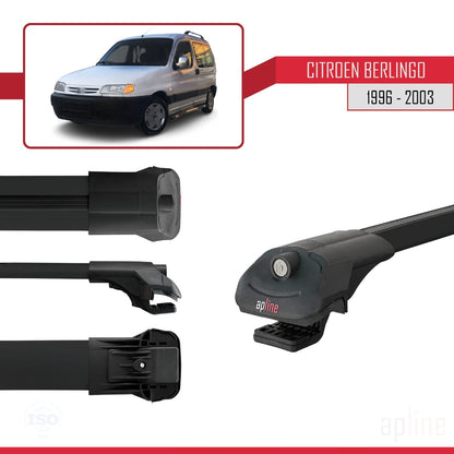 Compatibile con Citroen Berlingo (M49) 1996-2003 ACE-1 Barre portatutto per auto Portapacchi in alluminio nero 2 barre