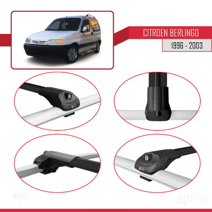 Compatibile con Citroen Berlingo (M49) 1996-2003 ACE-1 Barre portatutto per auto Portapacchi in alluminio nero 2 barre