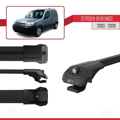Compatibile con Citroen Berlingo (M59) 2003-2008 ACE-1 Barre portatutto per auto Portapacchi in alluminio nero 3 barre