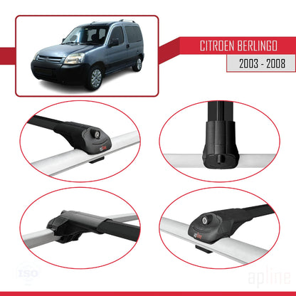 Compatibile con Citroen Berlingo (M59) 2003-2008 ACE-1 Barre portatutto per auto Portapacchi in alluminio nero 4 barre