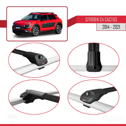 Compatibile con Citroen C4 Cactus 2014-2021 ACE-1 Barre portatutto per auto Portapacchi in alluminio nero 3 barre
