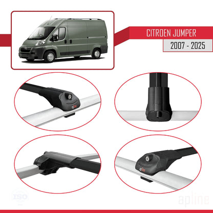 Compatibile con Citroen Jumper 2 2007-2025 ACE-1 Barre portatutto per auto Portapacchi in alluminio nero 4 barre