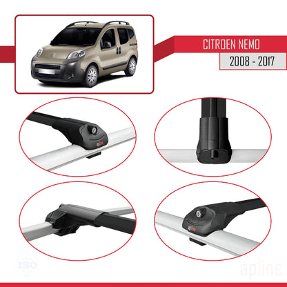 Compatibile con Citroen Nemo 3 (225) 2008-2017 ACE-1 Barre portatutto per auto Portapacchi in alluminio nero 3 barre