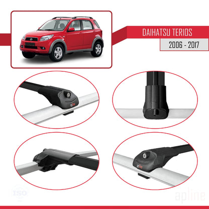 Compatibile con Daihatsu Terios 2 (J200) 2006-2017 Barre portatutto ACE-1 Portapacchi per auto in alluminio nero 2 barre