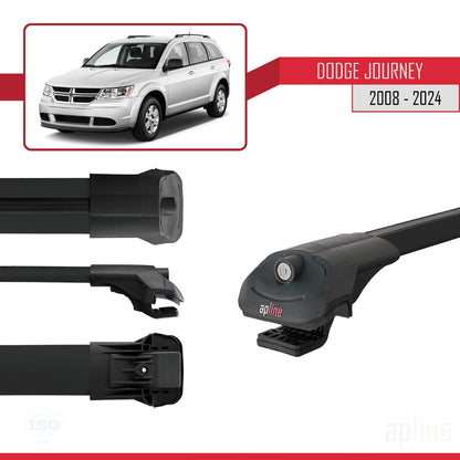 Compatibile con Dodge Journey 2008-2024 ACE-1 Barre portatutto per auto Portapacchi in alluminio nero 2 barre