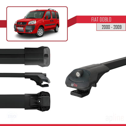 Compatibile con Fiat Doblo 2000-2009 ACE-1 Barre Portatutto Railing Portapacchi Auto Alluminio Nero 2 Barre