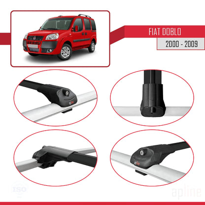 Compatibile con Fiat Doblo 2000-2009 ACE-1 Barre Portatutto Railing Portapacchi Auto Alluminio Nero 2 Barre