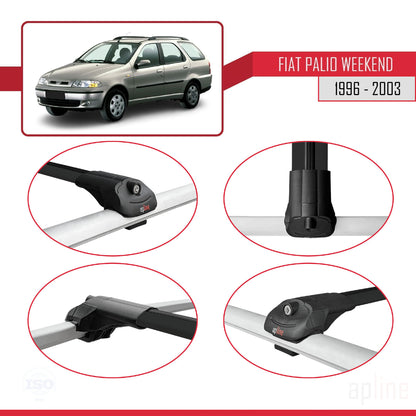 Compatibile con Fiat Palio (178) Weekend 1996-2003 ACE-1 Barre portatutto Railing Portapacchi per auto Alluminio nero 3 barre