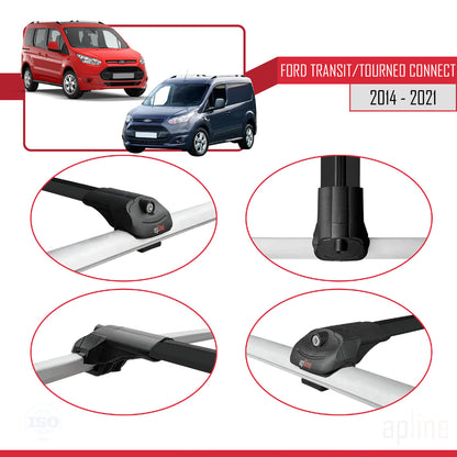 Compatibile con Ford Transit/Tourneo Connect 2 2014-2021 ACE-1 Barre portatutto per auto Portapacchi in alluminio nero 3 barre