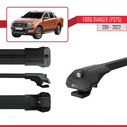 Compatibile con Ford Ranger (P375) 2011-2022 ACE-1 Barre portatutto per auto Portapacchi in alluminio nero 2 barre