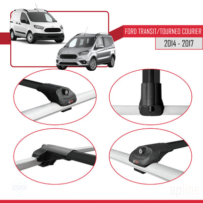 Compatibile con Ford Transit/Tourneo Courier Pre-Facelift 2014-2017 ACE-1 Barre portatutto per auto Portapacchi in alluminio nero 2 barre