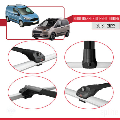Compatibile con Ford Transit/Tourneo Courier Post-Facelift 2018-2022 ACE-1 Barre portatutto per auto Portapacchi in alluminio nero 3 barre