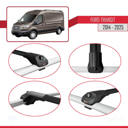 Compatibile con Ford Transit 2014-2025 ACE-1 Barre portatutto per auto Portapacchi in alluminio nero 3 barre