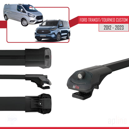 Compatibile con Ford Transit/Tourneo Custom 2012-2023 ACE-1 Barre portatutto per auto Portapacchi in alluminio nero 3 barre