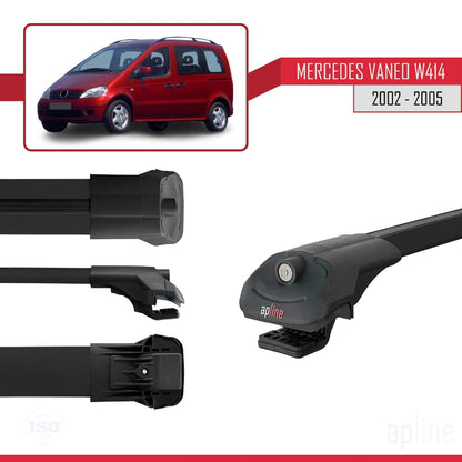 Compatible avec Mercedes Vaneo (W414) 2002-2005 ACE-1 Barres de Toit Railing Porte-Bagages de Voiture Noir Aluminium 3 Barres