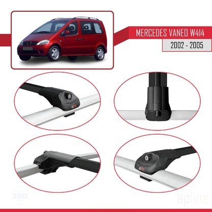 Compatible avec Mercedes Vaneo (W414) 2002-2005 ACE-1 Barres de Toit Railing Porte-Bagages de Voiture Noir Aluminium 3 Barres