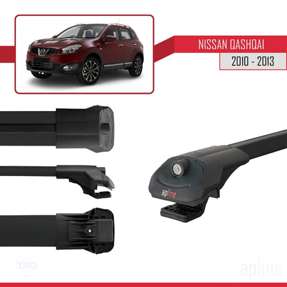 Compatible avec Nissan Qashqai (J10) Post-Facelift 2010-2013 ACE-1 Barres de Toit Railing Porte-Bagages de Voiture Noir Aluminium 3 Barres
