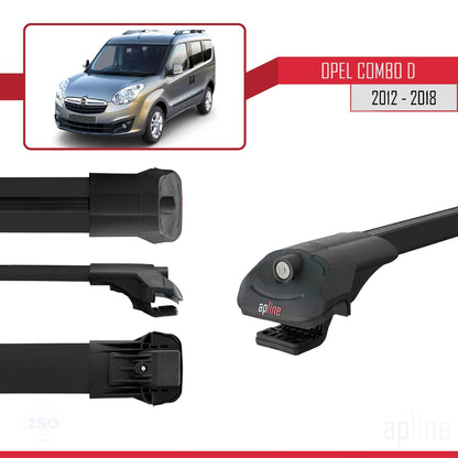 Compatible avec Opel Combo D 2012-2018 ACE-1 Barres de Toit Railing Porte-Bagages de Voiture Noir Aluminium 2 Barres