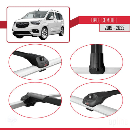 Compatible avec Opel Combo E 2019-2022 ACE-1 Barres de Toit Railing Porte-Bagages de Voiture Noir Aluminium 3 Barres