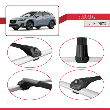 Compatible avec Subaru XV 2 2018-2023 ACE-1 Barres de Toit Railing Porte-Bagages de Voiture Noir Aluminium 3 Barres