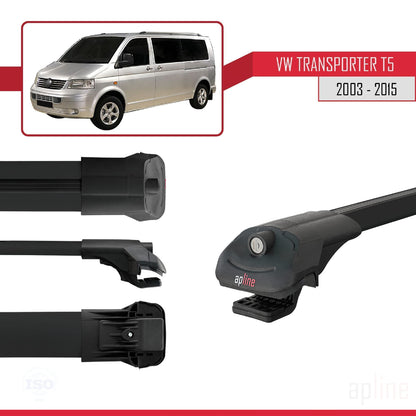 Compatibile con Volkswagen T5 Transporter 2003-2015 ACE-1 Barre Tetto Portapacchi Auto Barre Portatutto Nero Alluminio 2 Barre
