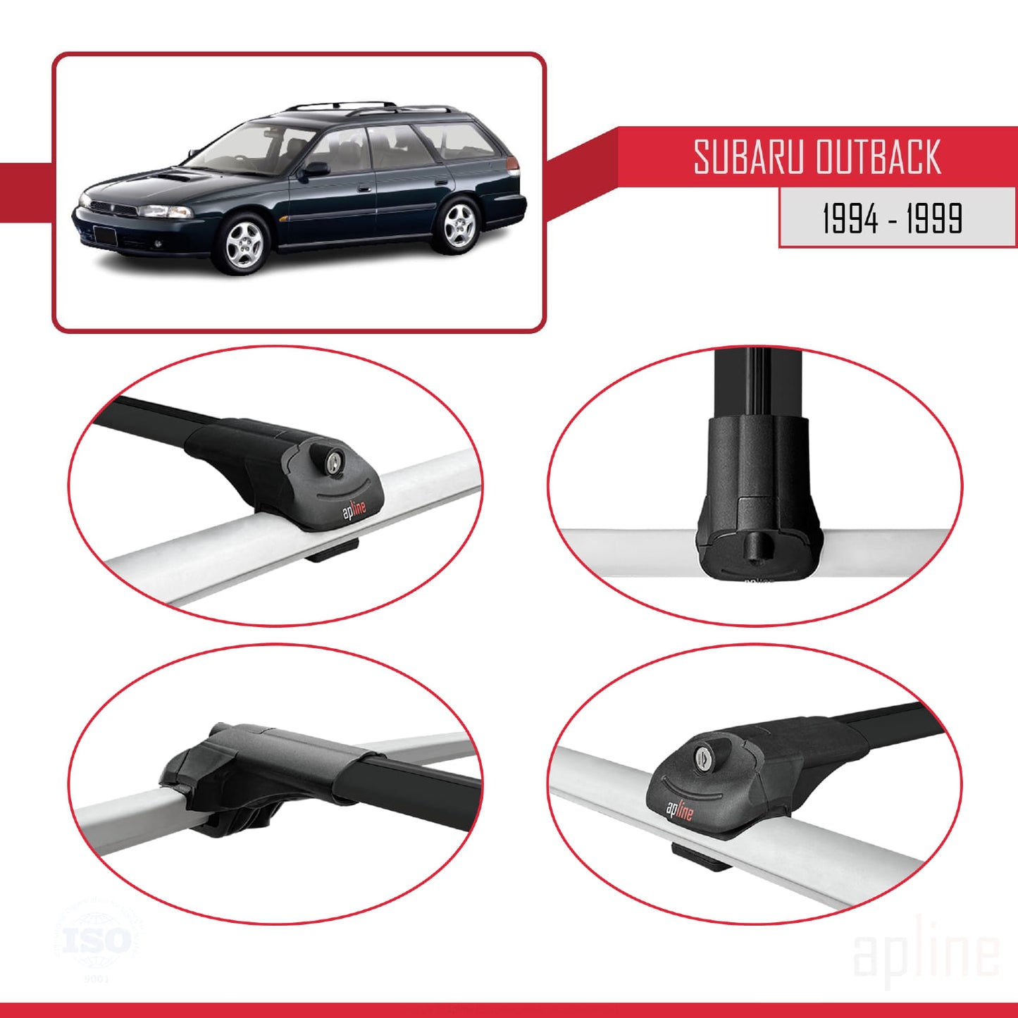 Compatibile con Subaru Outback 1994-1999 ACE-1 Barre Tetto Portapacchi Auto Barre Portatutto Nero Alluminio 2 Barre
