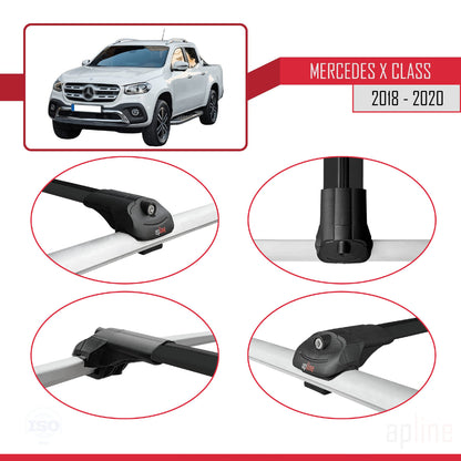 Compatibile con Mercedes Classe X (470) 2018-2020 ACE-1 Barre Tetto Portapacchi Auto Barre Portatutto Nero Alluminio 2 Barre