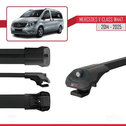 Compatibile con Mercedes Classe V 3 (W447) 2014-2025 ACE-1 Barre Tetto Portapacchi Auto Barre Portatutto Nero Alluminio 2 Barre